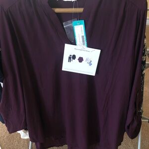 Lush Deep Purple V-Neck Blouse